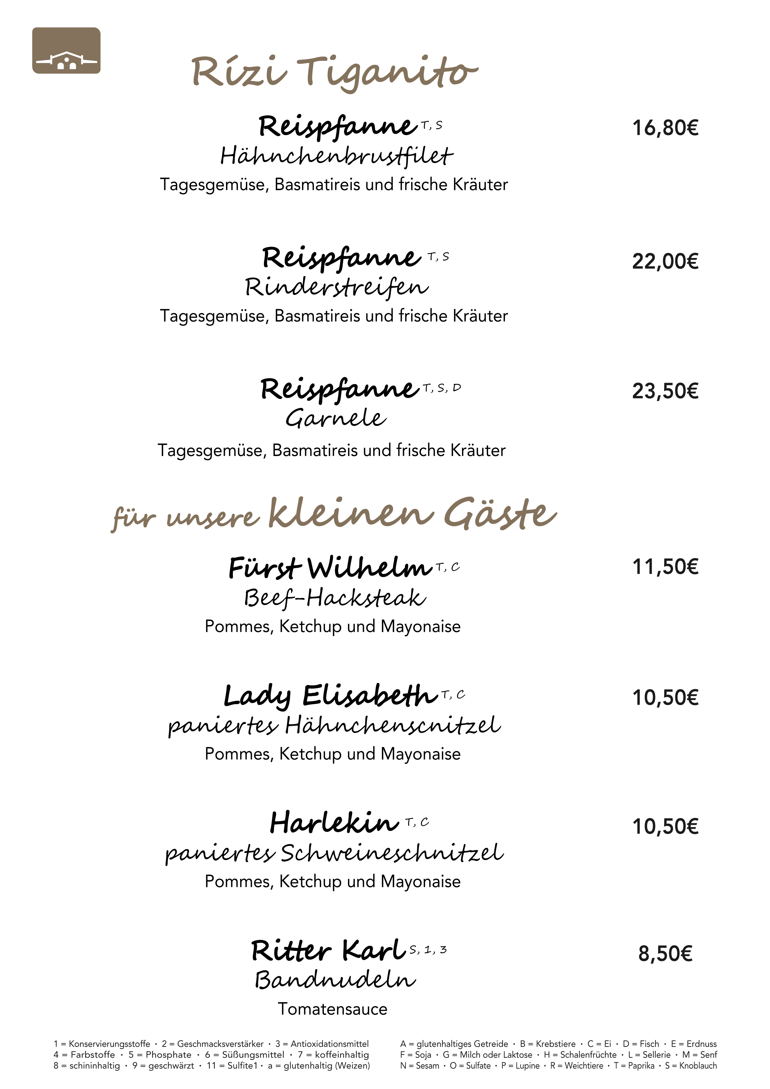 Reispfanne, Garnele, Rinderstreifen, Kinderessen, Schnitzel, hacksteak,Bandnudeln